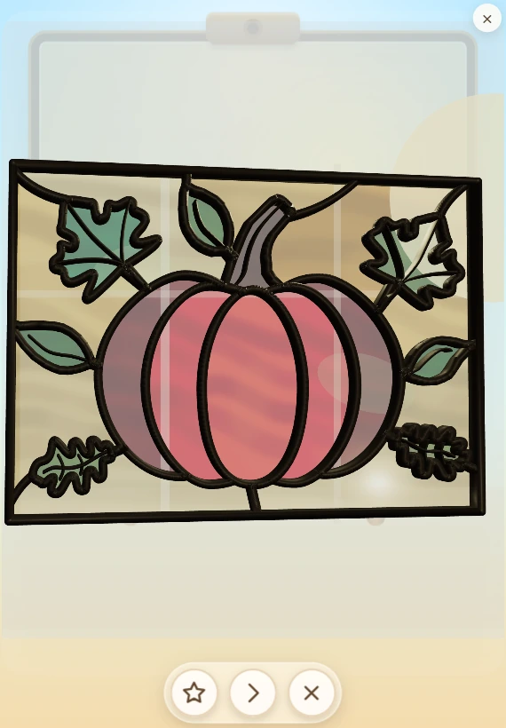 A finished pumpkin painting transformed into a dimensional stained-glass Memento.